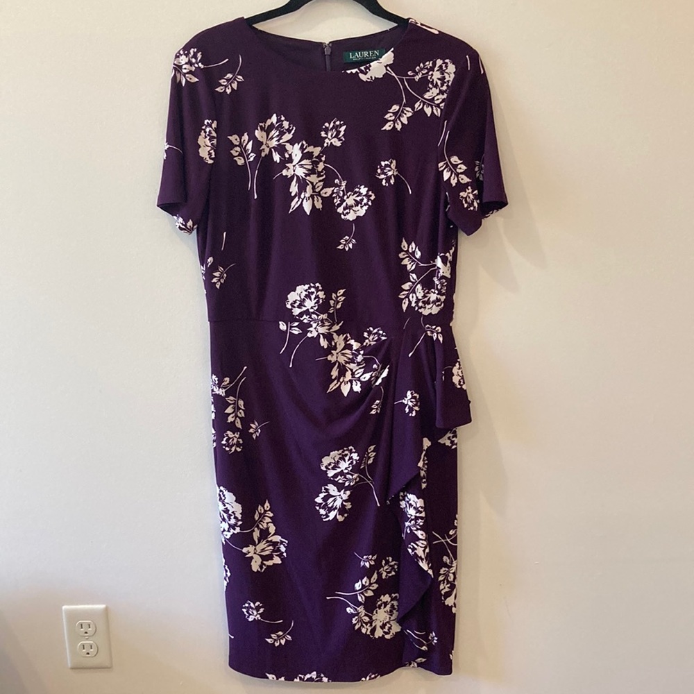 Lauren Ralph Lauren short sleeve plum dress size10